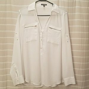 Express White Chiffon Shirt